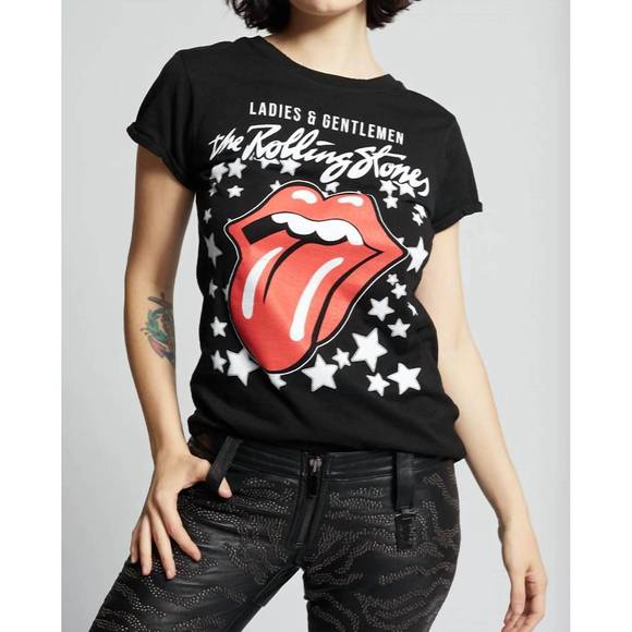 NEW RECYCLED KARMA the rolling stones stars tee in black/multi - Picture 2 of 3
